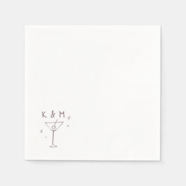 Retro Whimsical Martini Hand tog egna initialer Pappersservett