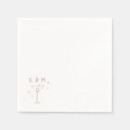Retro Whimsical Martini Hand tog egna initialer Pappersservett