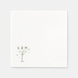 Retro Whimsical Martini Hand tog egna initialer Pappersservett