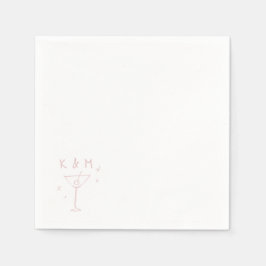 Retro Whimsical Martini Hand tog egna initialer Pappersservett