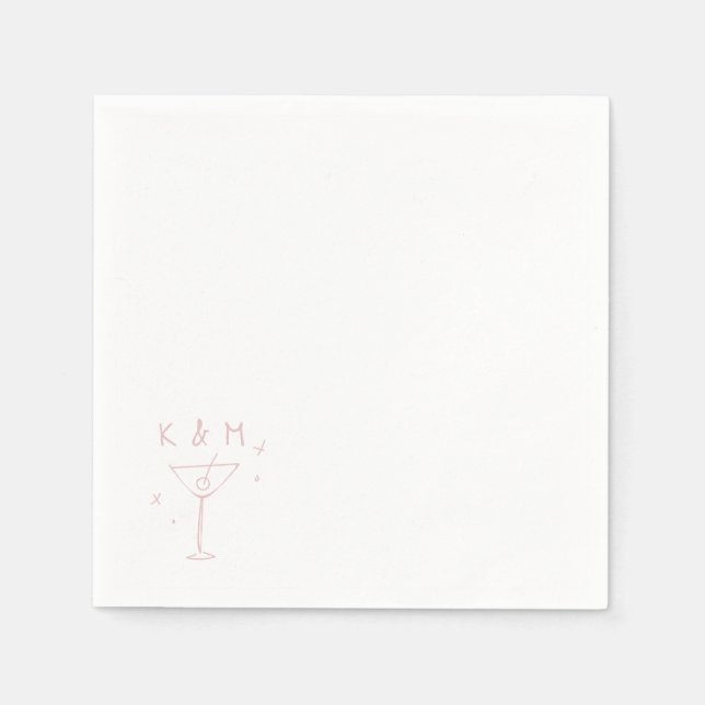 Retro Whimsical Martini Hand tog egna initialer Pappersservett (Framsidan)