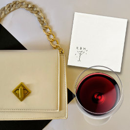 Retro Whimsical Martini Hand tog egna initialer Pappersservett