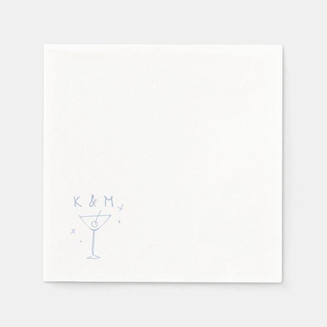 Retro Whimsical Martini Hand tog egna initialer Pappersservett (Framsidan)