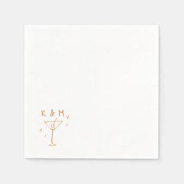 Retro Whimsical Martini Handritade Anpassade Initi Pappersservett
