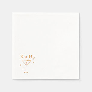 Retro Whimsical Martini Handritade Anpassade Initi Pappersservett