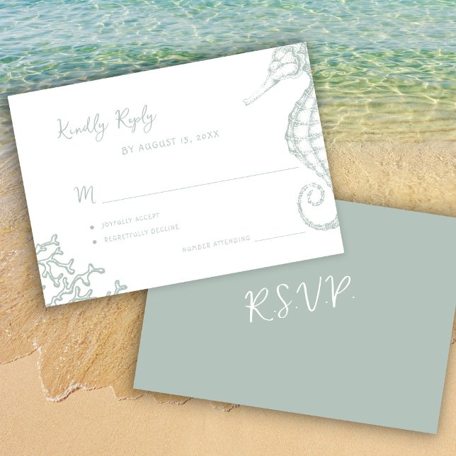 Retro whimsical script beach destination wedding OSA kort (Skapare uppladdad)