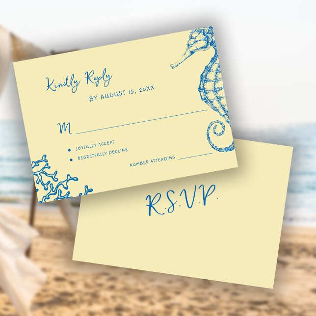 Retro whimsical script beach destination wedding OSA kort (Skapare uppladdad)