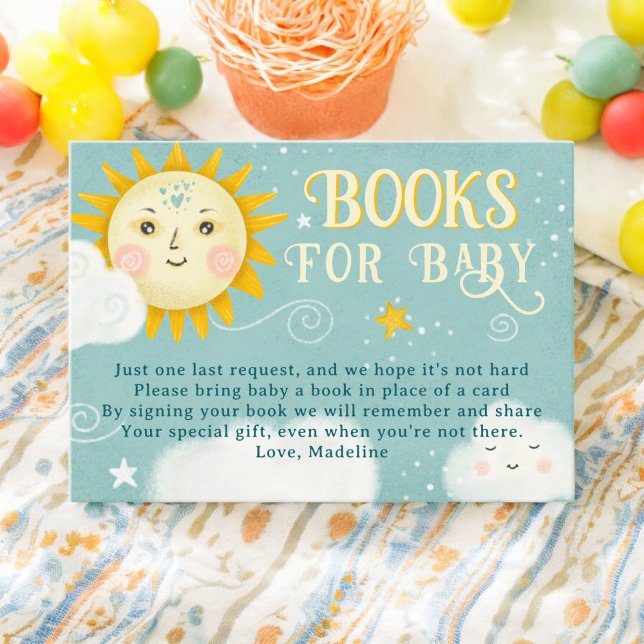 Retro Whimsical Sol och Clouds bokar för baby Tilläggskort (Retro whimsical Sun and Clouds books for baby Enclosure Card)
