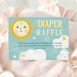 Retro whimsical Sol och Clouds diaper raffle baby Tilläggskort