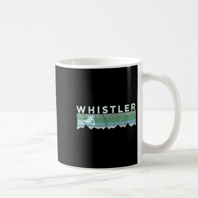 Retro Whistler Bc Canada Distressed Skiing  Kaffemugg (Höger)
