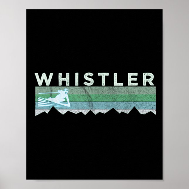 Retro Whistler Bc Kanada Distressed Skidåkning  Poster (Framsidan)