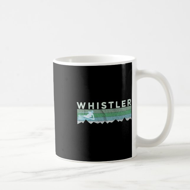Retro Whistler Bc Kanada Distressed Skidning  Kaffemugg (Höger)