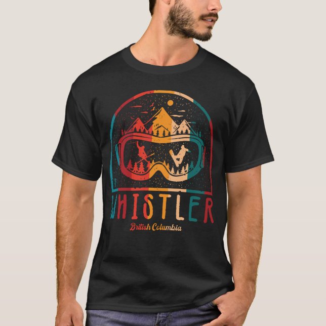 Retro Whistler British Columbia Ski T Shirt (Framsida)