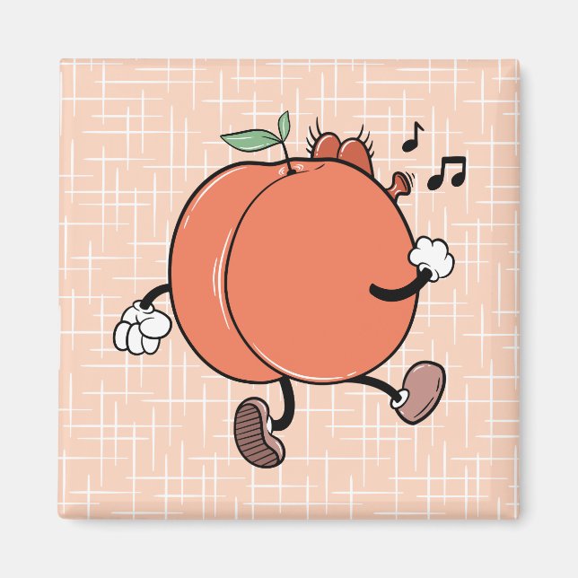 Retro Whistling Peachy Butt-teckenmagnet Magnet (Framsidan)