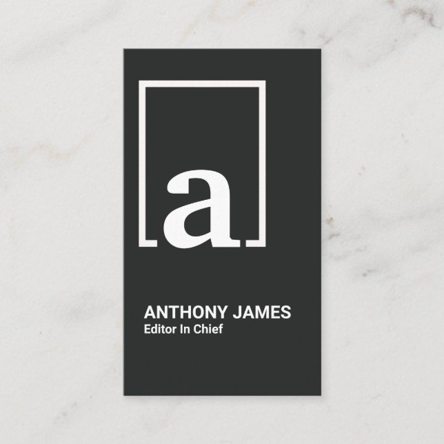 Retro White Box Simple Monogram Brev Visitkort (Framsida)