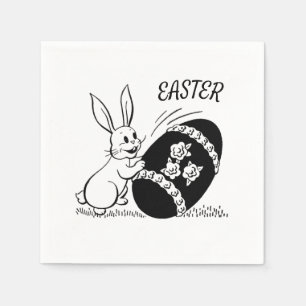 Retro White Bunny och Påskägg Pappersservett