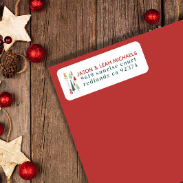 Retro White Colorful Oh Julgran Adress Returadress Etikett