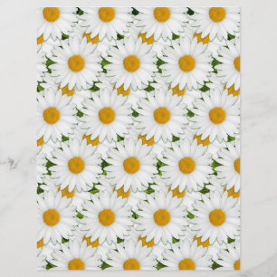 Retro White Daisy Sunny Blommigt Art Craft Papper