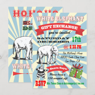 Retro White Elephant-julfestinbjudan Inbjudningar