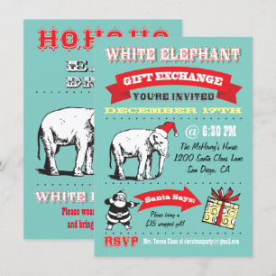 Retro White Elephant-julfestinbjudan Inbjudningar