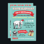 Retro White Elephant-julfestinbjudan Inbjudningar<br><div class="desc">Toppen Roligt julklapp Exchange-festinbjudningar med Gamla Jultomten och Elephant Cliart med underbar grafik och typsnitt på en akvabas som utförs i ett poster stil. Båtarna dekorerade för din coola och höftvita elefantjul-Julfest.</div>