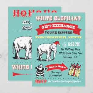 Retro White Elephant-julfestinbjudan Inbjudningar