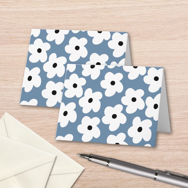 Retro White Flowers Anteckningskort (Skapare uppladdad)