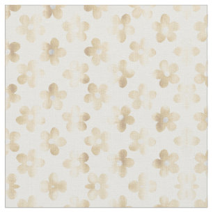 Retro White Guld Daisy Flowers Tyg