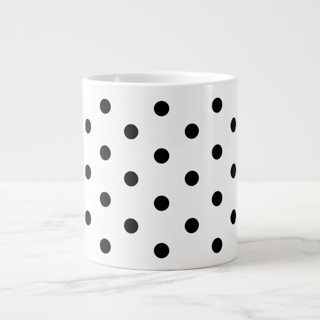 Retro White och Black Polka dots Mönster Jumbo Mugg (Framsidan)