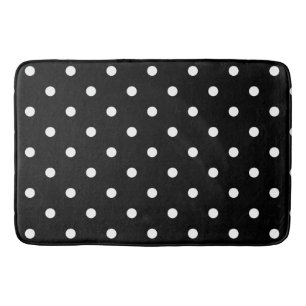 Retro White Polka dots on Black Badrumsmatta
