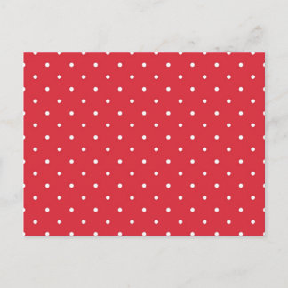 Retro white polka dots på röd bakgrund vykort