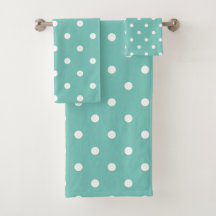 Retro White Polka dots på Teal