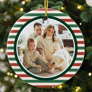 Retro White Rand Family Photo God jul Julgransprydnad Keramik