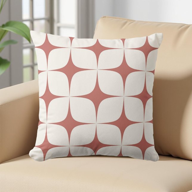 Retro White & Red Mid Century Modern Geometric Kudde (Skapare uppladdad)