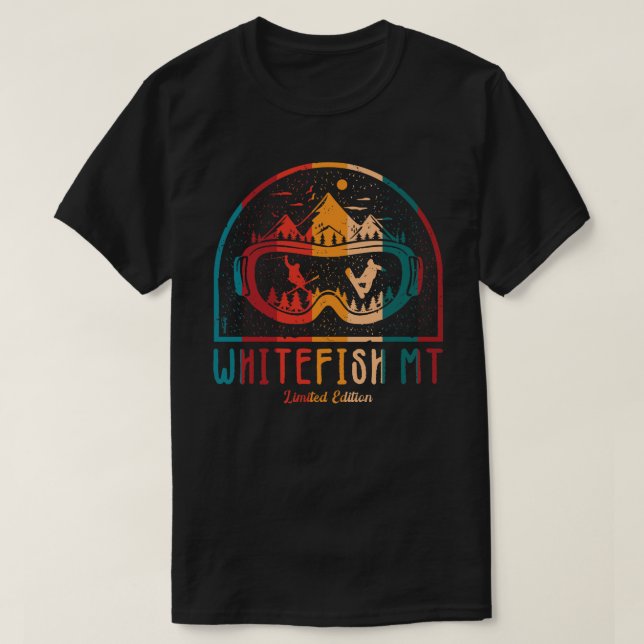 Retro Whitefish Mountain Ski Äventyr T-Shirt (Design framsida)