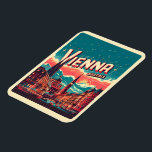 Retro Wien: Ljudskyltgåvor Magnet<br><div class="desc">"Wiskyline" "Österrikes resa" "Wiens cityscape" "Österrikes kultur" "Historic Wien" "Stephansplatz" "Wienfloden" "Donau" "Wienarkitektur" "Schönbrunn Palace"</div>