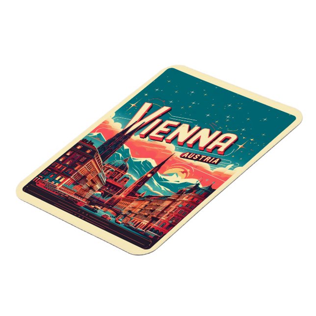 Retro Wien stad Österrike silhuett presenter  Magnet (Vänstra Sidan)