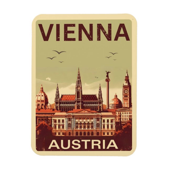 Retro Wien stad Österrike silhuett presenter  Magnet (Vertikal)