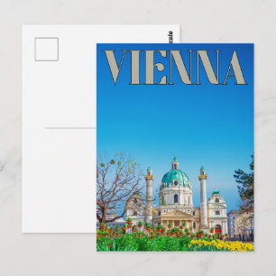 Retro Wien stad Österrike silhuett presenter Vykort