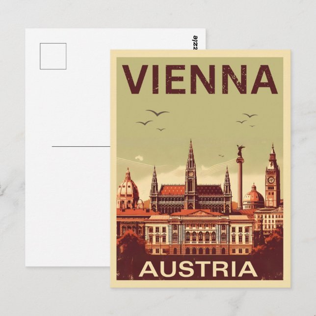 Retro Wien stad Österrike silhuett presenter  Vykort (Fram/baksida)