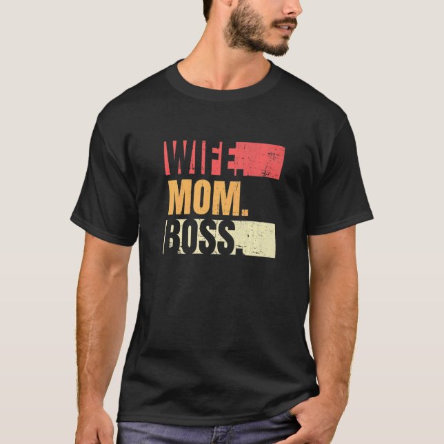 Retro Wife Mom Boss Businesswoman Business Mothers T Shirt (Framsida)