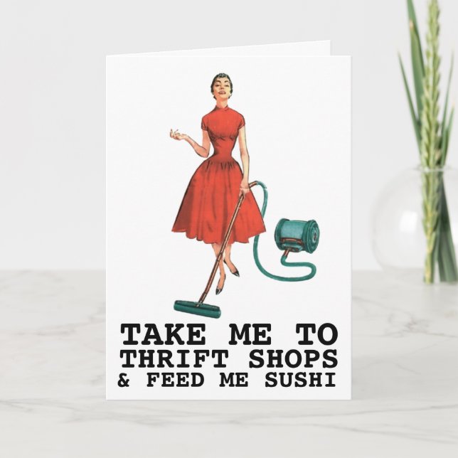 RETRO WIFT THRIFT SHOPS & SUSHI FUNNY Cards Kort (Framsida)
