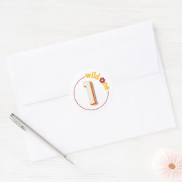 Retro “Wild One” Födelsedagsdekal | Daisy Groovy P Runt Klistermärke