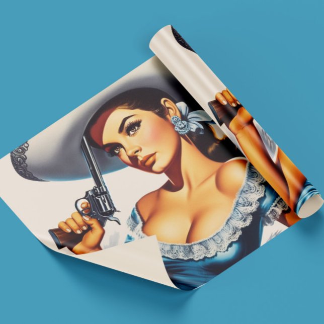 Retro Wild West Pin-up Presentpapper (Skapare uppladdad)