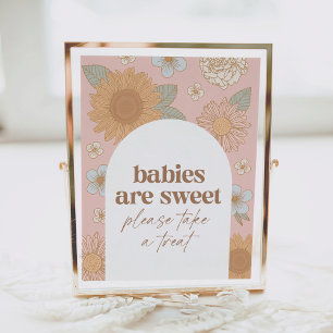 Retro Wildblomme Baby Shower Spädbarn är Sweet Sig Poster