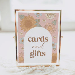 Retro Wildblomme Födelsedagskort och presenttecken Poster