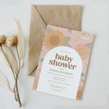 Retro WildblommGirl Baby Shower