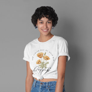 Retro Wildblommor Gult Poppies Flowers T Shirt
