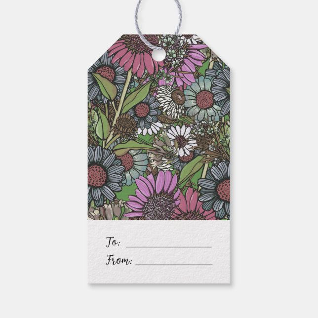 Retro WildblommWinter Garden Presentetikett (Baksidan)