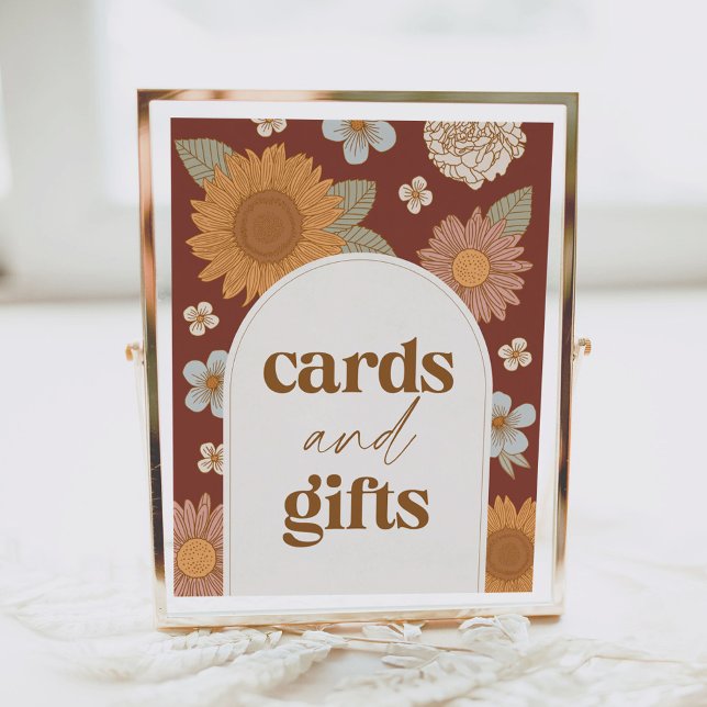 Retro Wildblomsterbabyvykort och presentkort Poster (Skapare uppladdad)